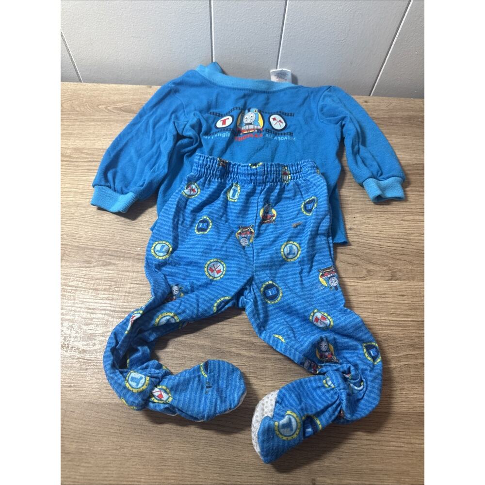 Toddlers 12 Month blue Thomas the Tank Engine Pajama Set Vintage GG